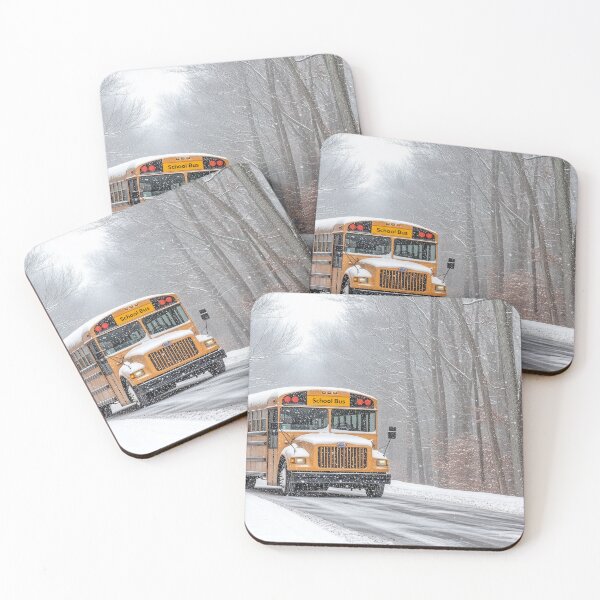 Item preview, School Bus in Inclement weather on a Snow Covered Road designed and sold by Roxane Bay.