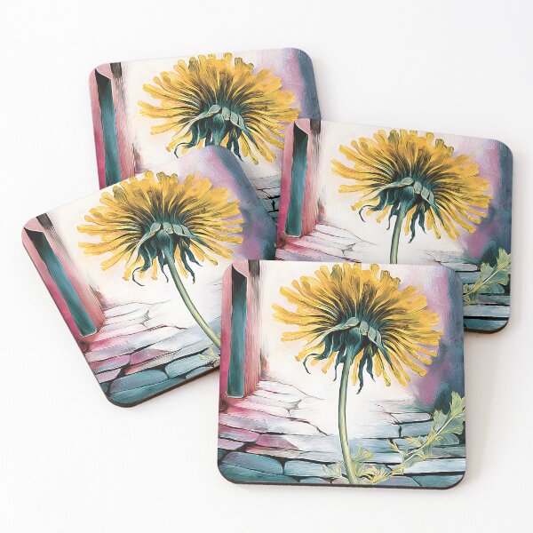 Item preview, Dandelion of Hope - Elegant Yellow Bloom Rising Over Stone Path in Dreamlike Moody Atmosphere designed and sold by OlfactoART Studio.