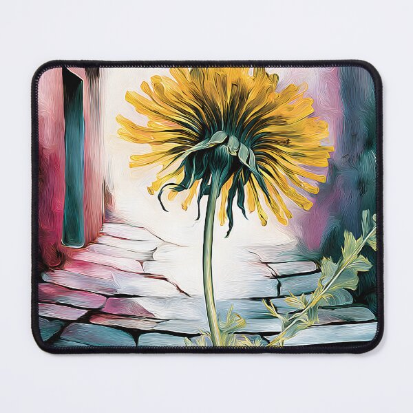 Item preview, Dandelion of Hope - Elegant Yellow Bloom Rising Over Stone Path in Dreamlike Moody Atmosphere designed and sold by OlfactoART Studio.