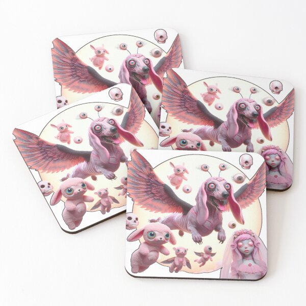 Item preview, Surreal Pastel Nightmare: Winged Hound & Eyeball Cherubs designed and sold by LujziWorld.