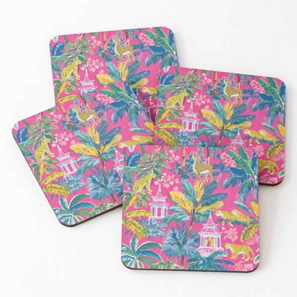 Item preview, Preppy cheetahs in pink pagoda garden designed and sold by SophieClimaArt.