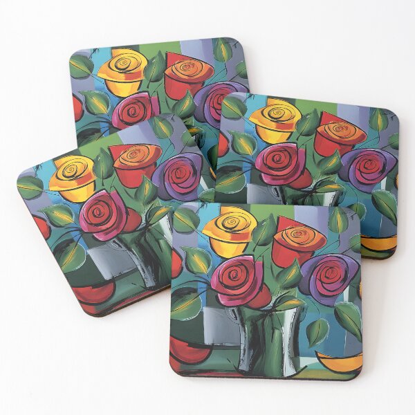 Item preview, Swirling Floral Bouquet - Vibrant Petals with Geometric Color Background Modern Abstract Art designed and sold by OlfactoART Studio.