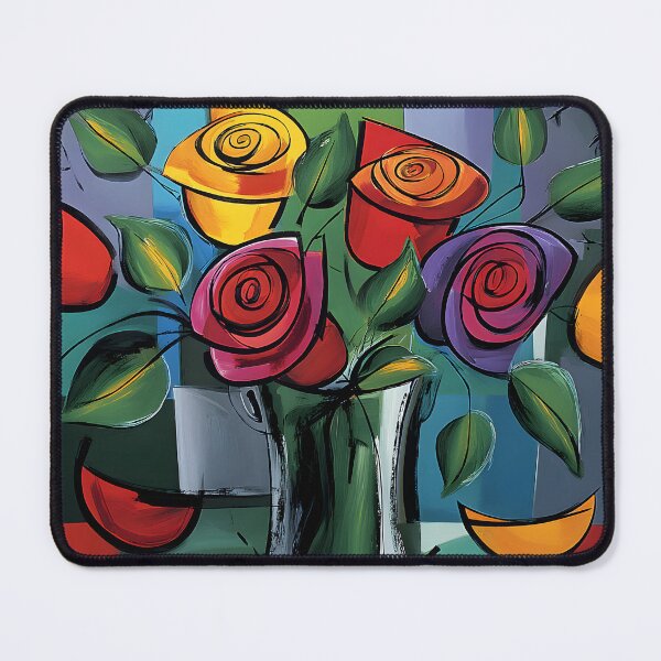Item preview, Swirling Floral Bouquet - Vibrant Petals with Geometric Color Background Modern Abstract Art designed and sold by OlfactoART Studio.