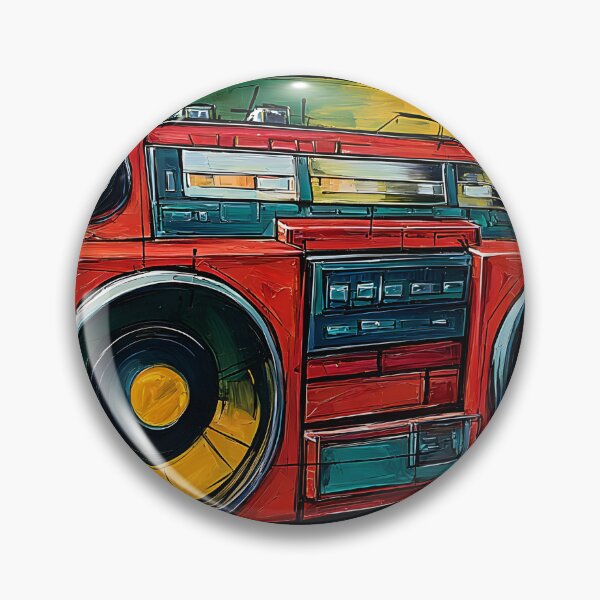Item preview, Retro Sound Explosion - Vibrant Red Boombox in a High Energy Abstract Color Burst Composition designed and sold by OlfactoART Studio.