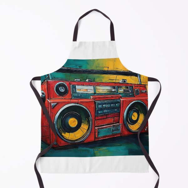 Item preview, Retro Sound Explosion - Vibrant Red Boombox in a High Energy Abstract Color Burst Composition designed and sold by OlfactoART Studio.