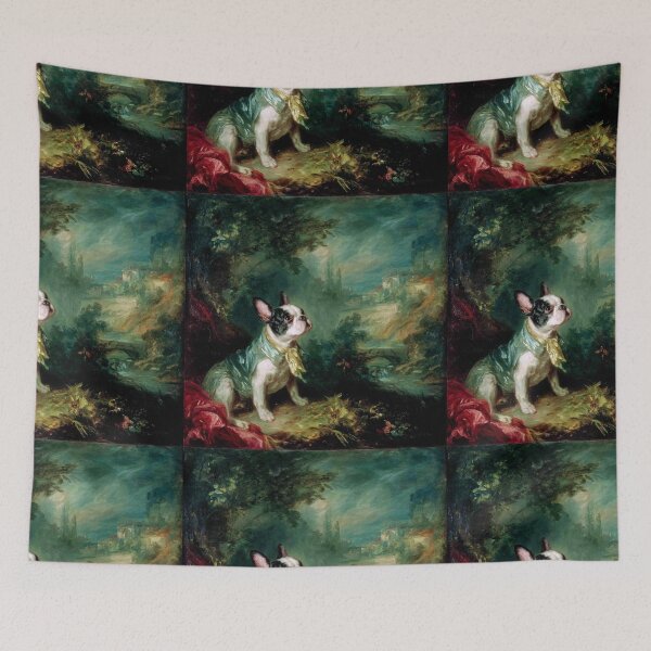 Item preview, Antique oil painting French Bulldog puppy dog designed and sold by MendaciousMina.