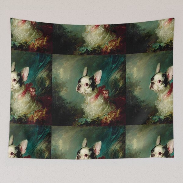 Item preview, Antique oil painting French Bulldog puppy dog designed and sold by MendaciousMina.