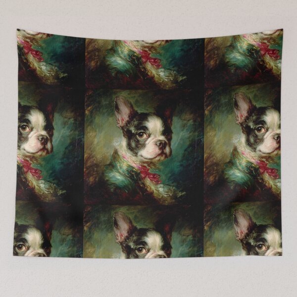 Item preview, Antique oil painting French Bulldog puppy dog designed and sold by MendaciousMina.