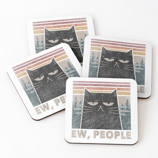 Item preview, Retro Ew People Black Cat Funny Anti Social Introvert T-Shirt designed and sold by gidget-gadget.