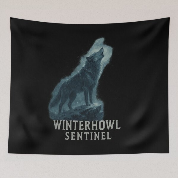 Item preview, Winterhowl Sentinel Howling Wolf Full Moon Norse designed and sold by Mythborn Saga.