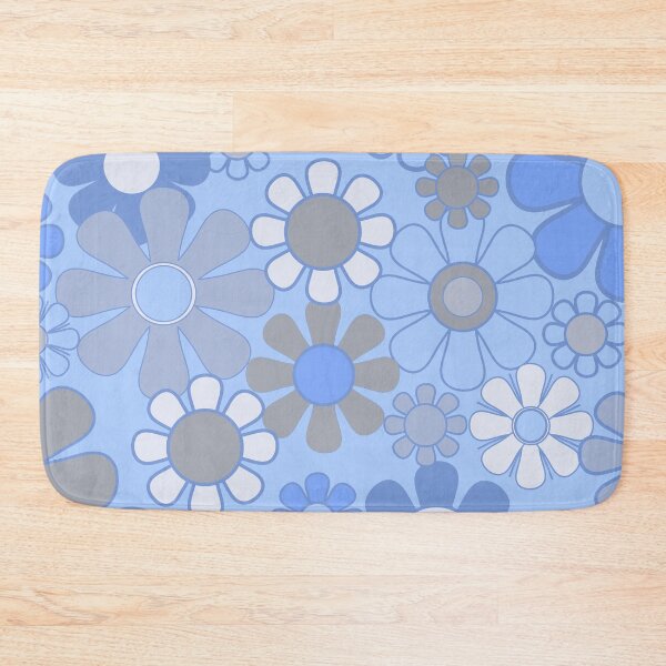 Item preview, Groovy 70s Floral Pattern in Blue and Gray designed and sold by kierkegaard.