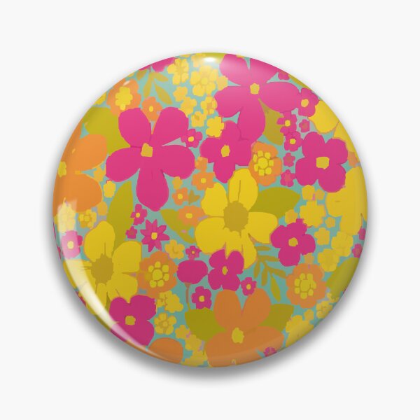 Item preview, Bright Retro Floral Pattern - Turquoise & Pink 70s Flower Power Art designed and sold by BestChoiceService.