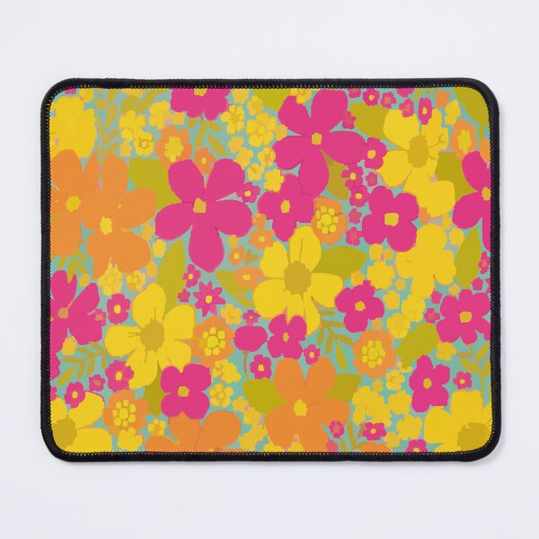 Item preview, Bright Retro Floral Pattern - Turquoise & Pink 70s Flower Power Art designed and sold by BestChoiceService.