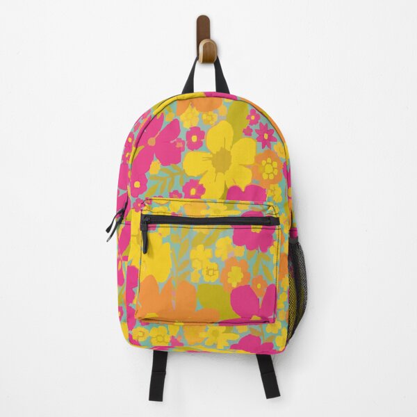 Item preview, Bright Retro Floral Pattern - Turquoise & Pink 70s Flower Power Art designed and sold by BestChoiceService.