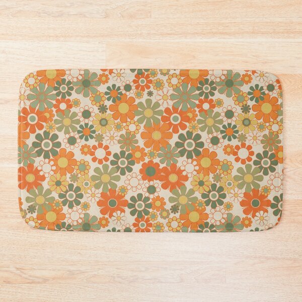 Item preview, Retro 70s Floral Pattern in Orange, Mustard, and Olive Green designed and sold by kierkegaard.