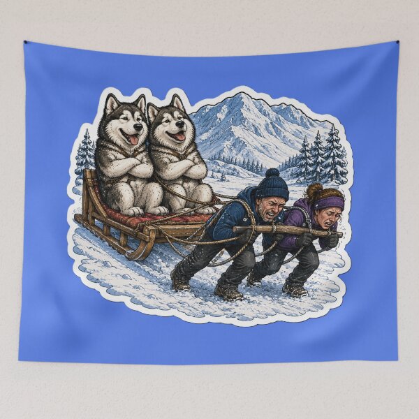 Item preview, Alaskan Malamutes Sled Riding designed and sold by Kirrindy Designs.