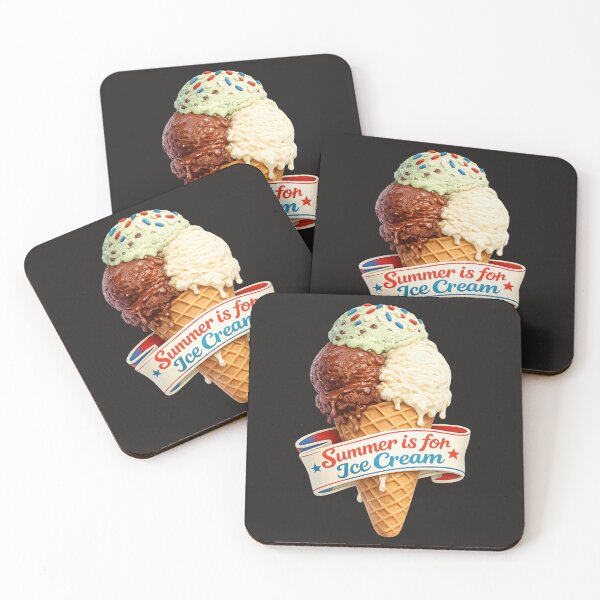 Item preview, Triple scooped ice cream cone with sprinkles on top in waffle cone and a banner that reads "Summer if for Ice Cream". designed and sold by shorethings.