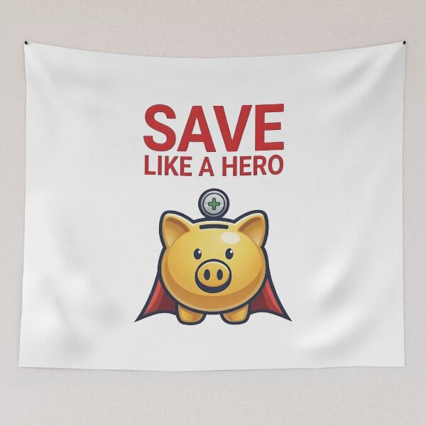 Item preview, Save Like A Hero – Super Piggy Bank  designed and sold by Dazzle-Sizzle.