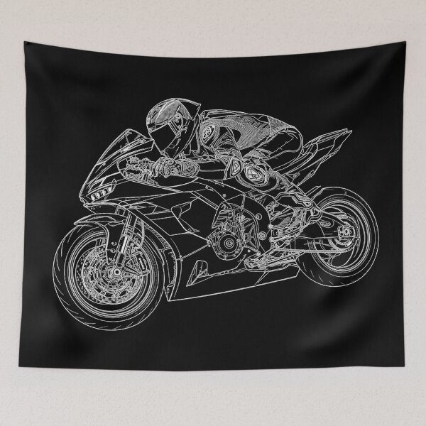Item preview, Superbike Rider – Technical Motorcycle Line Art Illustration designed and sold by Stinky Lincy's Apparel Company.