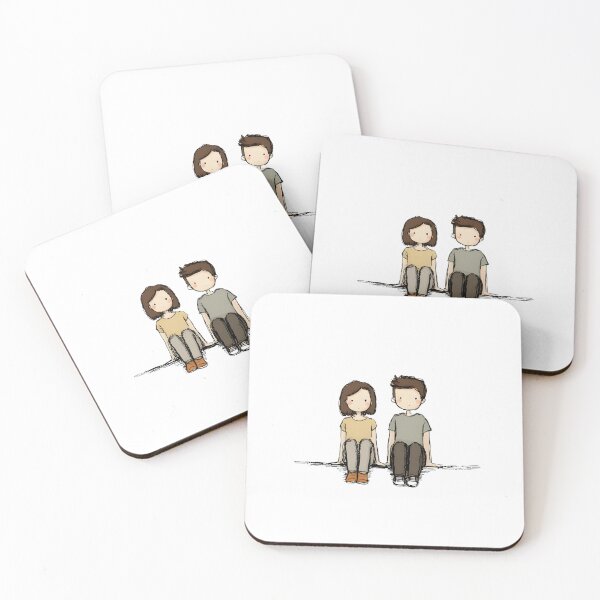 Item preview, Introvert Couple Sitting Together – Cute Minimal Love Illustration designed and sold by JaiSoftStudio.