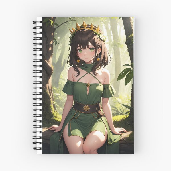 Item preview, Forest Princess Anime Girl in Green Dress Fantasy Art - Yugiri Himeyomi designed and sold by iloveanimechibi.