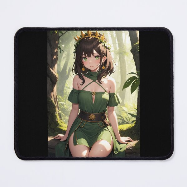 Item preview, Forest Princess Anime Girl in Green Dress Fantasy Art - Yugiri Himeyomi designed and sold by iloveanimechibi.