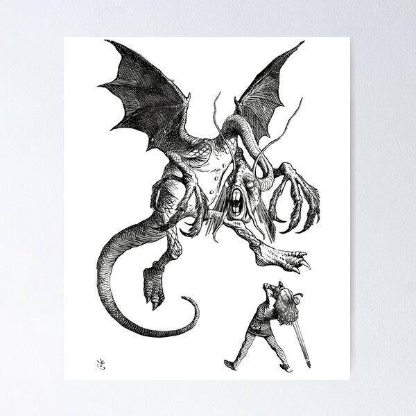 Item preview, Alice And The Jabberwocky - Alice In Wonderland - Vintage Art designed and sold by teeteeworldc.