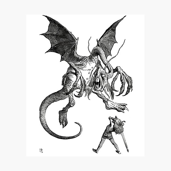 Item preview, Alice And The Jabberwocky - Alice In Wonderland - Vintage Art designed and sold by teeteeworldc.