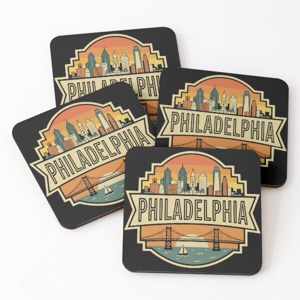 Item preview, Retro Philadelphia Skyline Pennsylvania Vintage Travel Badge designed and sold by Imaginationbeyond.