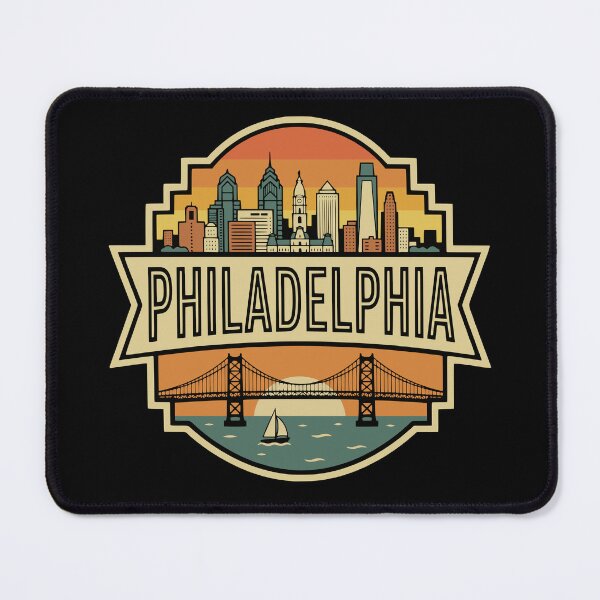 Item preview, Retro Philadelphia Skyline Pennsylvania Vintage Travel Badge designed and sold by Imaginationbeyond.