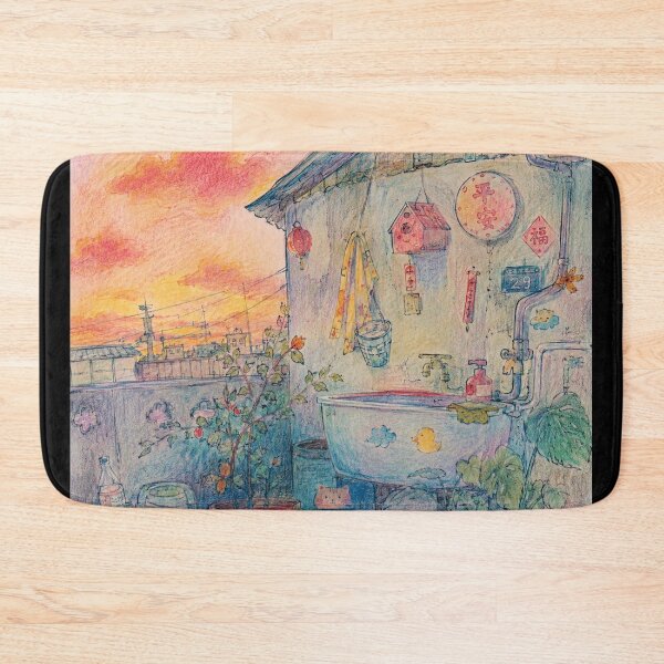 Item preview, Sunset Alley Watercolor Cottage Scene designed and sold by eliramaison.