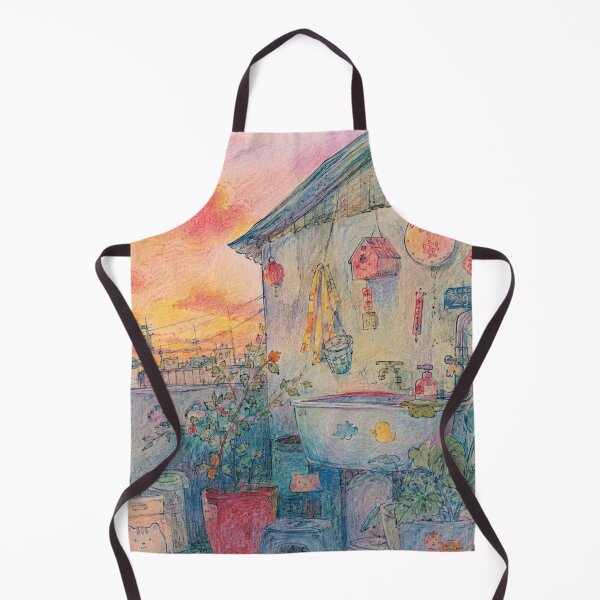 Item preview, Sunset Alley Watercolor Cottage Scene designed and sold by eliramaison.