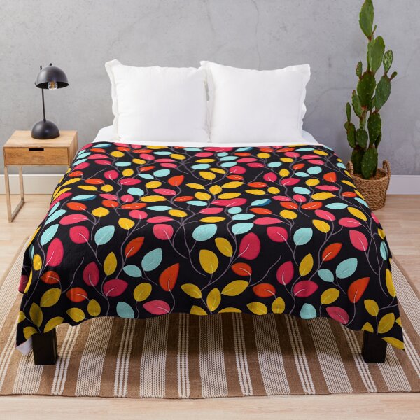 Item preview, Colorful Stylized Leaf Vine Pattern on Dark Background designed and sold by Athena2520.