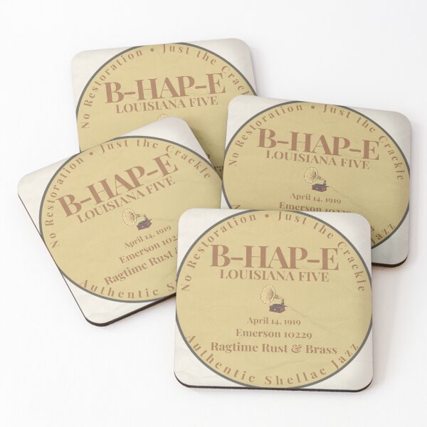 Item preview, B-HAP-E Louisiana Five 1919 Raw Shellac Jazz Coaster designed and sold by Ragtime Rust & Brass.