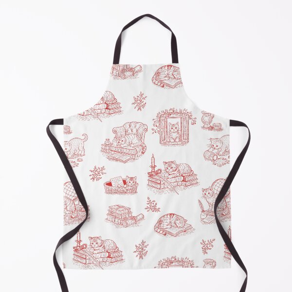 Item preview, Red Cat Toile de Jouy Vintage Literary Kittens Cottagecore Pattern designed and sold by Pharmkitty.