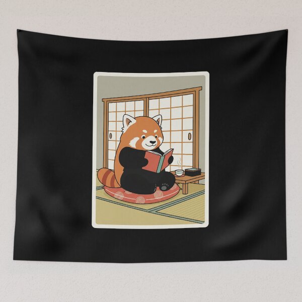 Item preview, Reading Red Panda Cozy Japanese Room  designed and sold by JordynLadukeg65.