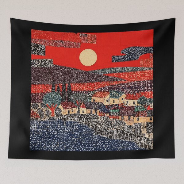Item preview, Red Sun Village Folk Landscape  designed and sold by Modaozushi216.
