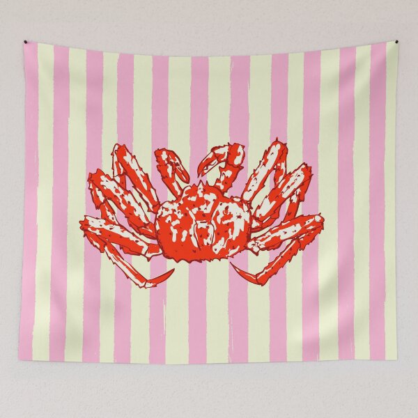 Item preview, King Crab with Pink Stripes Vintage Coastal Illustration designed and sold by MaiZephyr.