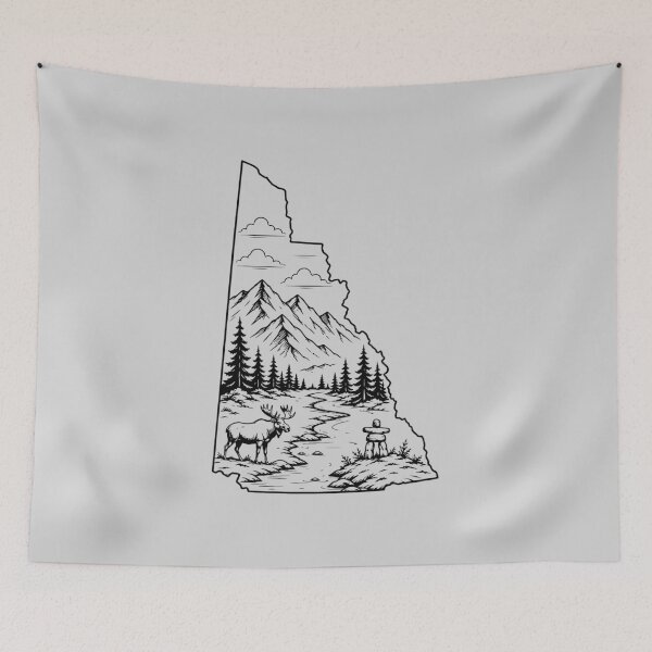 Item preview, Simple Yukon Canada Mountain Wilderness Outline with Moose and Forest designed and sold by meganohm.