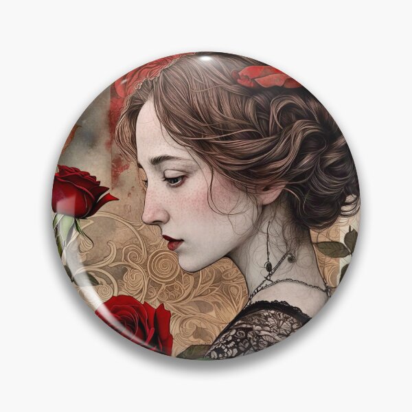Item preview, Lady Rose Portrait..Vintage Illustration designed and sold by ©Janis Zroback.