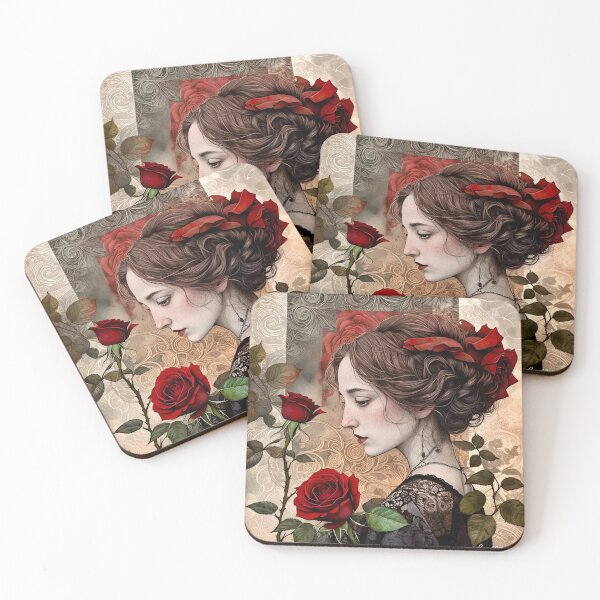 Item preview, Lady Rose Portrait..Vintage Illustration designed and sold by ©Janis Zroback.