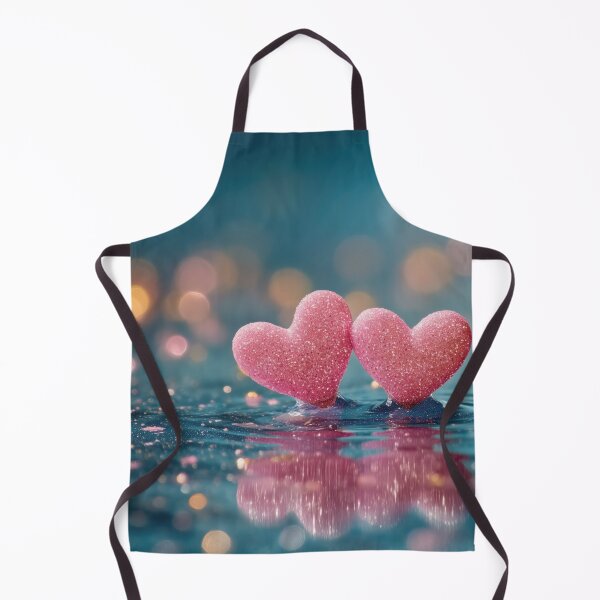 Item preview, Two Pink Glitter Hearts on Blue Water Surface designed and sold by higgins5.