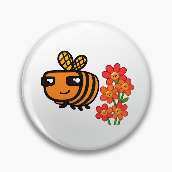 Item preview, Cute Bee with Flowers | Happy Bumblebee Kawaii Art designed and sold by CanSparkleArt.