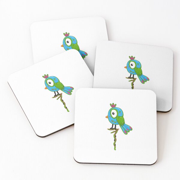Item preview, Colorful Cartoon Bird on Branch | Cute Kawaii Bird Art designed and sold by CanSparkleArt.
