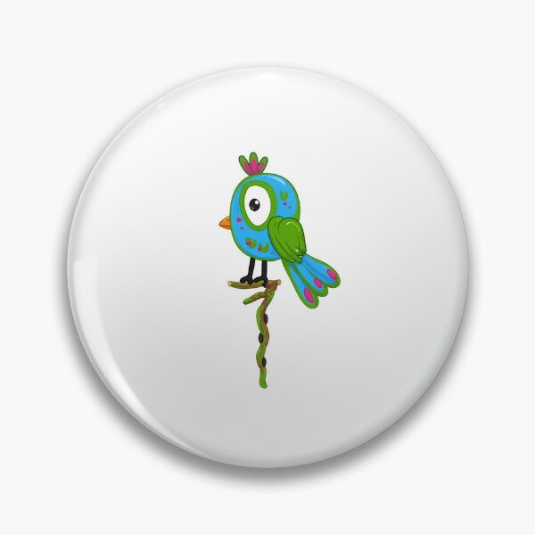 Item preview, Colorful Cartoon Bird on Branch | Cute Kawaii Bird Art designed and sold by CanSparkleArt.