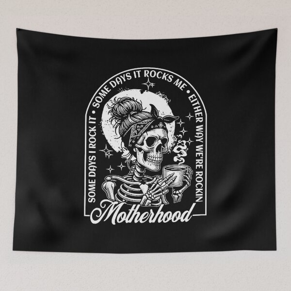 Item preview, Motherhood Some Days I Rock It Some Days It Rocks Me Retro Skull  designed and sold by zamiokaline.