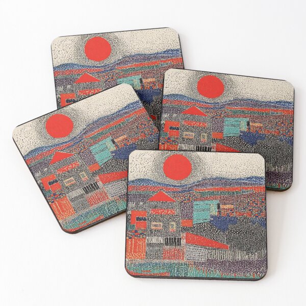Item preview, Red Sun Village Abstract Landscape designed and sold by Modaozushi216.