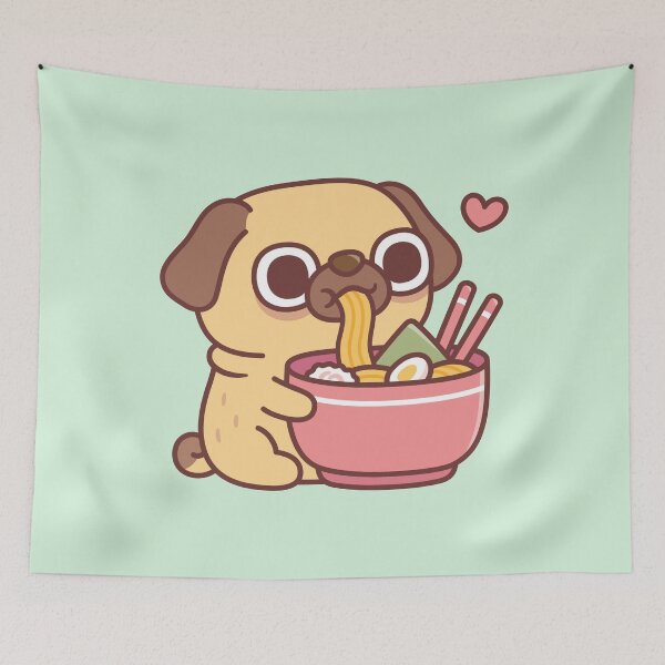 Item preview, Cute Pug Loves Japanese Ramen Noodles designed and sold by rustydoodle.