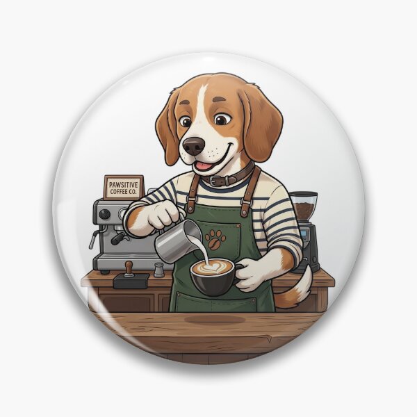 Item preview, Funny Beagle Barista Coffee Art - Cute Beagle Dog Making Latte Art for Coffee Lovers designed and sold by PictoVibe.