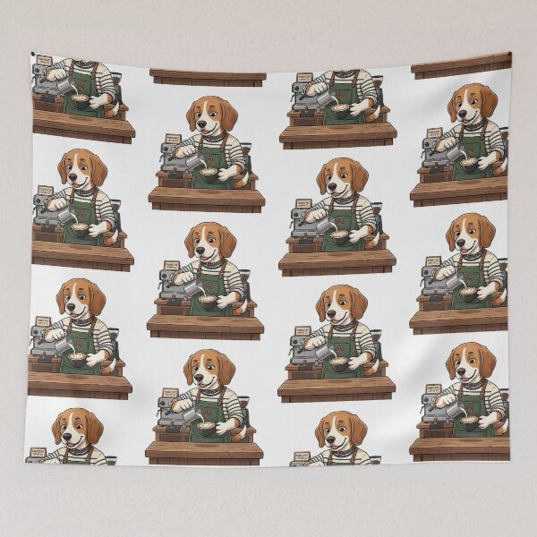 Item preview, Funny Beagle Barista Coffee Art - Cute Beagle Dog Making Latte Art for Coffee Lovers designed and sold by PictoVibe.